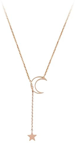 LIFKOME Star and Moon Necklace Moon Star Necklace Ladies Necklaces Necklace for Moon Star Charm Necklace Necklaces for Women Choker Necklaces for Moon Choker Alloy Rose Gold