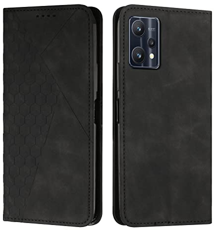 KOUYI Kompatible mit Oppo Realme 9 Pro/Realme V25 Hülle, PU Leder Weich TPU Klapphülle Kartenfächer Magnetic Standfunktion Flip Wallet Shockproof Handyhülle (Schwarz)