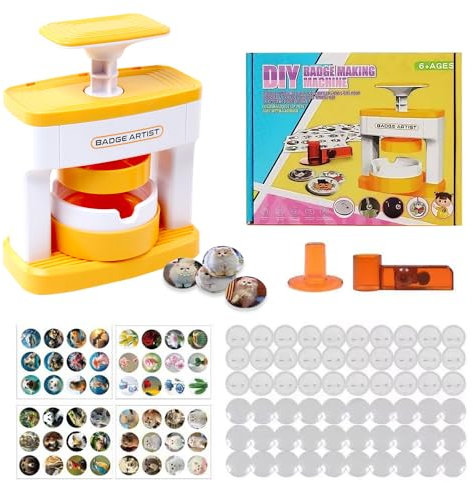 XPJBKC Button Maker, 55mm (2.16Zoll) Buttonmaschine, Pin Maker Machine, Push-Pull DIY Pinmaker mit 48 Knöpfen/Bild & Kreisschneider, Kinder DIY Geschenke Pin Maker