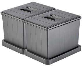Aspira Modularer Mülleimer für Schublade, Abfallsammler „Müllomatic 2 x MODUL 1 Mini“ | Kunststoffbehälter mit montierbarer Basis | Volumen: 2x12L | Mülltrennsystem | Höhe 238mm (2 x MODUL 1 Mini)