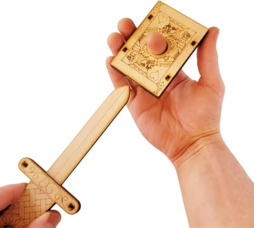 Handcrafted Wooden DIY Magic Set, Magic Pencil Box, Word Through Finger Magic Trick, Key Through Coin Magic,Sword Through Finger Magic Trick,DIY Magic Set (Wooden Sword)