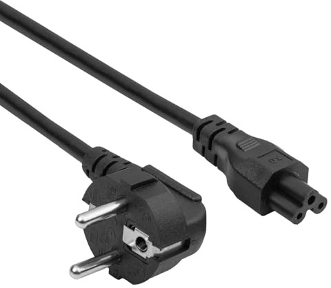 Akyga AK-NB-10C Netzkabel für PC Notebook Kupferdraht 3x0.75mm² 3 Pin Polig IEC C5 / Schuko CEE 7/7 EU 3m Schwarz, Mickey stecker