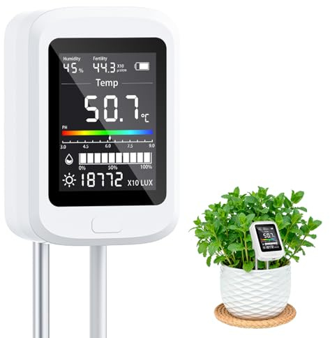 Kujizpu 6-in-1 Bodenmessgerät mit Farb-LCD-Bildschirm, Multifunktionaler Bodentester
