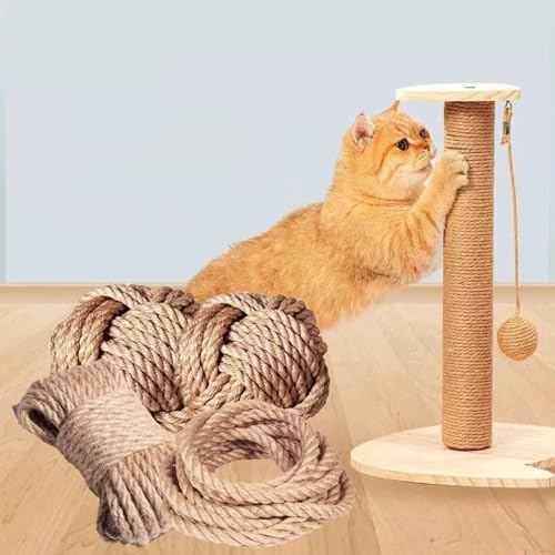 Corde en sisal épaisse pour réparation d'arbre à chat, ficelle de chanvre, projet de bricolage, jardinage, décoration d'intérieur (20 mm x 30 m)