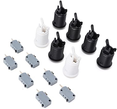 Garsent 30 Mm Happ Standard-Taste mit Stabilem Klick-Mikroschalter für Arcade1up-Spielekonsole, Schwarz/Weiß, 7 Stück für -Joystick