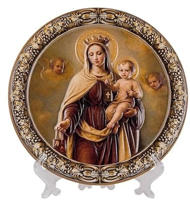 Piatto Madonna del Carmen in Ceramica da Appendere o Mettere in Supporto 20 x 20 cm