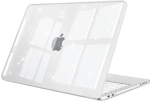 Fintie Hülle Kompatibel mit MacBook Neo 13 Zoll A3404 mit A18 Pro Chip 2026 | Ultradünne Hartschale Schutzhülle Snap Cover, Transparent(Glitzer)