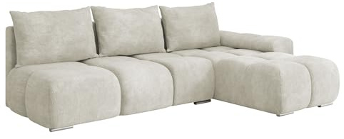 Mirjan24 Ecksofa Bukirt mit Bettkasten, 3 Sitzer L-Form Sofa mit Schlaffunktion, Eckcouch für Wohnzimmer, Couch mit Bettfunktion (Lumo 55, Seite: Rechts)