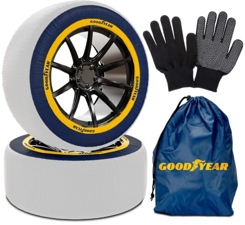 Goodyear Textil-Schneeketten Ultra GRIP+ Größe XL, 100% Textil, 2 Stück mit Handschuhen und Aufbewahrungstasche, Einfache Montage, Geräuscharm, Schonen den Reifen, Geeignet mit und ohne ABS
