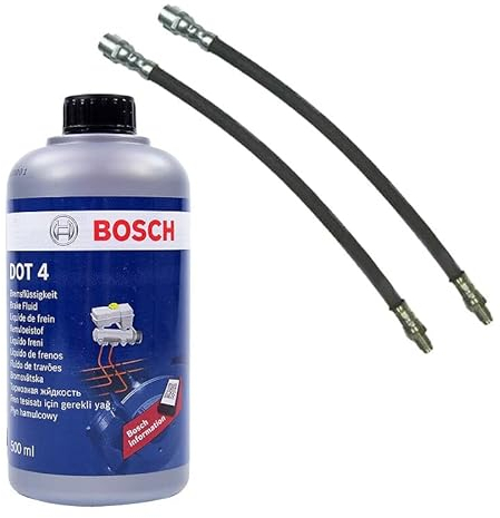 BESTPRICE 2x Bremsschlauch hinten Länge 308mm, 1x 500 ml Bremsflüssigkeit Brake Fluid DOT-4