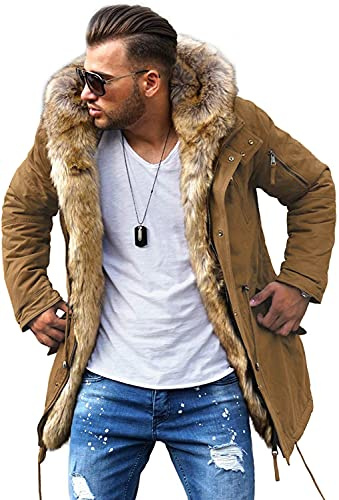 Rello & Reese Winter Parka mit Fell-Imitat Jacke Mantel MJ-7250 Braun, L
