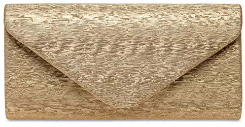 Caspar TA518 Damen kleine elegante Glanz Clutch Tasche Abendtasche, Farbe:bronze, Größe:Einheitsgröße
