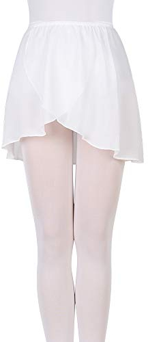 Bezioner Ballettrock Wickelrock Tanz Rock aus Chiffon zum Reinschlüpfen für Mädchen und Damen Weiß M