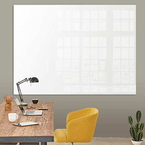 OfficeMarshal Magnettafel Glas 120 x 180 cm schwarz Whiteboard magnetisch, beschreibbar, abwischbar Inkl. 3 Magnete, rahmenloses Magnetwand, Präsentationsboard, Glastafel aus 7mm Sicherheitsglas