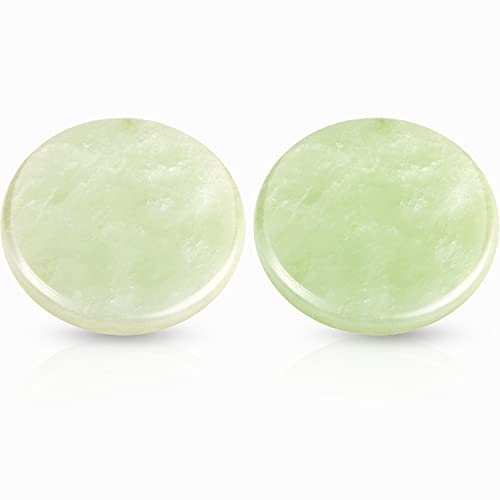 LEBQ 2 Pièces Support de Colle pour Cils Pierre de Jade Jade Palette Adhésive en Pierre de Jade Palette Faux Base de Cils, 2 Pouces