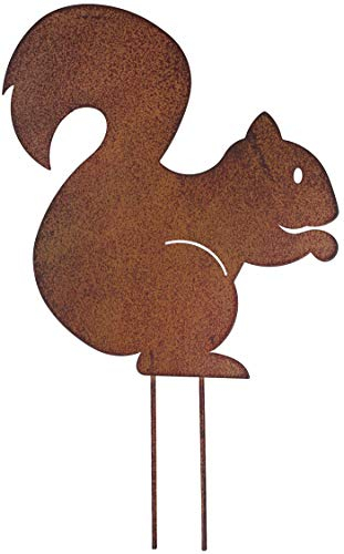 B2S BACK2SEASON Metall Stecker Eichhörnchen Rost Stecken Beetstecker Tierfigur Rasenstecker Eisen Gartenstecker Blumenstecker Blumenbeet Herbst Gras Garten Deko Gartendekoration braun (Motiv 1)