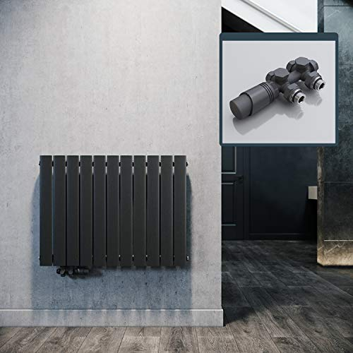 Radiateur design horizontal avec bloc multibloc anthracite 630 x 847 mm
