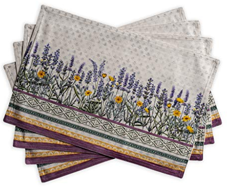 Maison d'Hermine Tischsets, 100% Baumwolle, 4er-Set, 33 cm x 48 cm, dekorative, Ostern waschbare Tischsets für Abendessen, Essen, Camping, Fanny Lavender – Frühling/Sommer