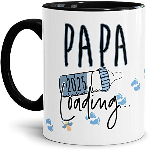 Tasse Babynews Du wirst Papa 2025 - Geschenkidee/Ladebalken/Endlich Schwanger/Schwangerschaft verkünden/Baby - Schwarz