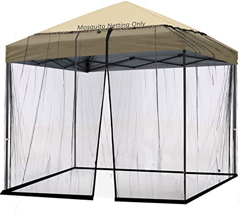 Tiimmgaal Zanzariera per ombrelloni da giardino, 3,4 x 3,5 m, per gazebo, baldacchino, ombrellone quadrato o circolarità, colore nero (nota: solo zanzariera)