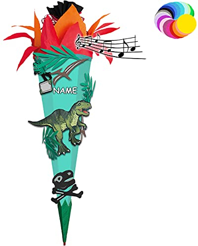 alles-meine.de GmbH Bastelset mit SOUND - Schultüte Farbe & Größe wählbar 70/85 / 100 cm - Dinosaurier - Tyrannosaurus Rex - inkl. Name - Farbe frei wählbar - Bastelschultü..