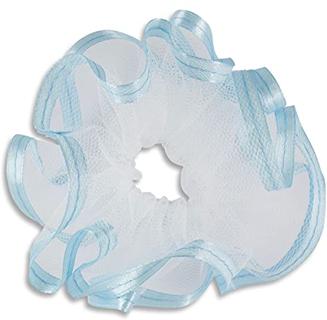Motivationsgeschenke Kerzenmanschette | Satinband Weiß und Hellblau glänzend aus Tüll | für Kerze bis Ø 5cm | Tropfschutz für Taufkerze, Kommunionkerze, Hochzeitskerze & Mehr | (Hellblau, 12x9cm)