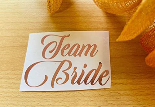 Decal Label for Wedding Party Champagne Flutes Glasses/Wine Glasses Metallic Rose Gold (10 Team Bride + Bride)