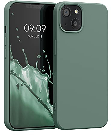 kwmobile Custodia Compatibile con Apple iPhone 13 Cover - Back Case per Smartphone in Silicone TPU - Protezione Gommata - verde militare