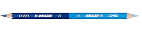 JOLLY Superstick Crazy Einzelstift dunkelblau - lichtblau, Sechskant Buntstifte, 12er Packung, Doppelspitze, bruchsicher, ungiftig, extra Dicke Mine