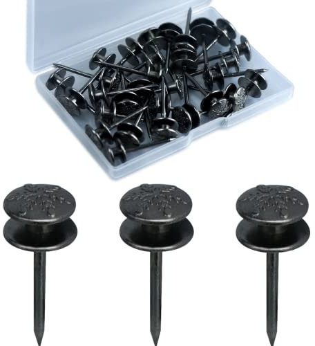 KEYBOO Double-Headed Picture Hangers,Small Head Hanging Nails for Picture Photo,Push Pin Hangers Decorative Nail Hook for Home Office Hanging Picture Photo(Black,20PCS)