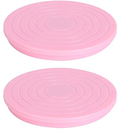2 Piezas Plato Giratorio para Tartas de 360 Grados, Base Giratoria Tartas de 14 cm, Cojinete de Acero Al Carbono Gira de Forma Ligera y Flexible, Mini Soporte Tarta Redonda para Tartas y Repostería