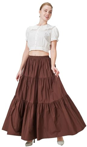 BEAUTELICATE Mittelalterlicher Lang Baumwolle Damen Renaissance Rock - Viktorianisch Steampunk Halloween Cosplay LARP Big Swing A-Linie Kleidung