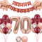 70. Geburtstags Dekorationen Weinrot für Frauen, Happy Birthday Banner Nummer 70 Geburtstags Ballons Stern Folienballons Roségold Rot Konfetti Ballons für ihre Mutter 70 Jahre alt Geburtstag