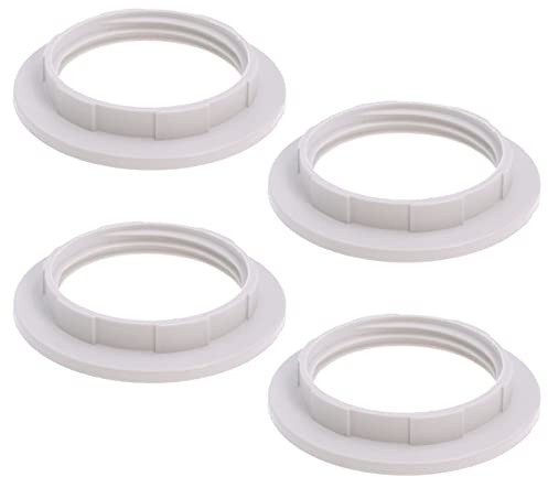 DBOO 4 Pcs Plastic Lamp Shade Reducer Ring Converter E27 / E14 Lamp Holder Twist Lock Socket Replacement Ring Adapter (White)