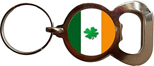 PJ4U Ireland Shamrock Irish Bottle Opener Metal Keyring And Velvet Gift Bag
