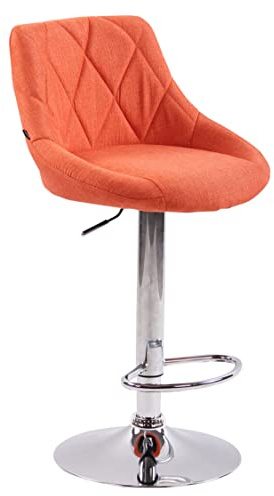 TPFLiving Barhocker Lazius mit Rückenlehne und Fußstütze - Barstuhl 360° drehbar höhenverstellbar - verchromter Stahl - Sitzfläche: Stoff Orange