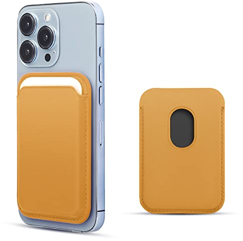 WALLFID Compatible avec Mag-Safe Wallet Portefeuille pour iPhone 15/14/13/12 Pro/Max/Plus/Mini,Porte-Cartes RFID avec Aimant Mag-Safe(Jaune)