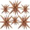 PartyWoo Brown Star Balloons - 6pc Starburst & Explosion Balloons with Ribbon, Foil Stars for Parties
