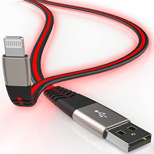 Gantok [Apple MFi Certified iPhone Charger, Led Breathing Light Lightning Cable Fast Charging Cord Compatible iPhone 14 Pro Max13/12/11 Pro Max/Mini/XS MAX/XR/XS/X/8/7/Plus iPad AirPods 6ft,Red