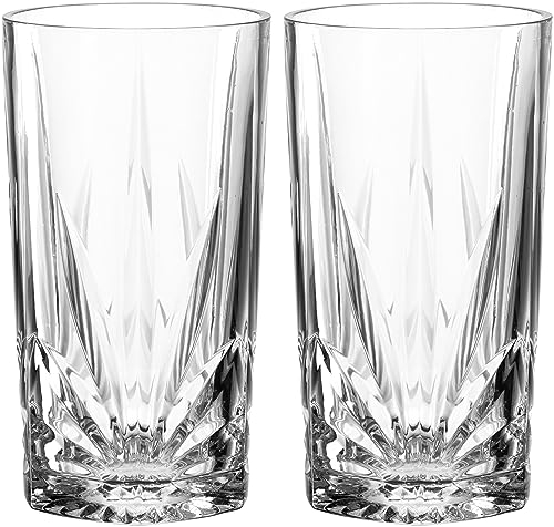 LEONARDO HOME Il Mondo Cape Cod Gläser 2er Set - Longdrinkglas mit Facetten-Optik, hochwertig verarbeitet - Inhalt 530 ml - Spülmaschinengeeignet - 2 Cocktailgläser transparent, 077484