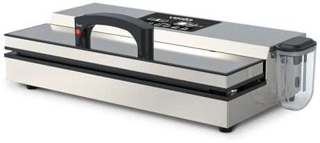 Vesta Precision Envasadora al Vacío de Uso Profesional Pro II para Envasar Alimentos Secos y Húmedos | Barra de Sellado 40cm Extra Ancha 5mm | Incluye Bolsas de Envasar | Acero Inoxidable, 550W