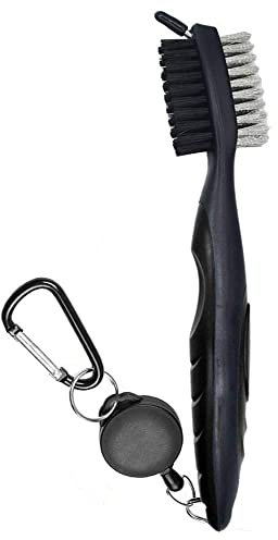 HREDZEO Golfschläger,2 in 1 Golfschlägerbürste und Rillenreiniger Einziehbare doppelseitige Nylon- & Stahlbürste Golf Clean Tool mit Aluminiumkarabiner für Golfzubehör