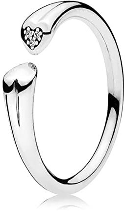 Ring mit Herz-Krone, Wishbone Rose, Prinzessin, Wishbone mit zwei Herzen, offener Ring mit Kristall, Sterlingsilber, europäischer Schmuck - 9,1