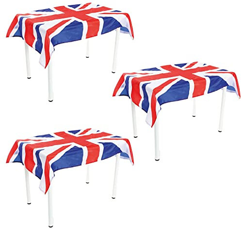 I LOVE FANCY DRESS Tischdecke mit Union Jack-Flagge, 90 cm x 91 cm, Polyester, mit Aufdruck der Union Jack-Flagge – King's Coronation Street Party Tischdecke Geschirr Dekoration