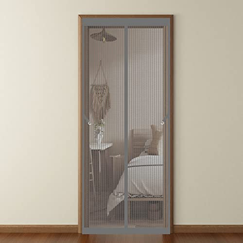 Zanzariera con Magneti 100 x 240 cm Zanzariera Porta Finestra ​Tenda Adatto a Bambini e Animali Domestici Porte Zanzariera per Porta Ingresso Cortile porte scorrevoli, Grigio