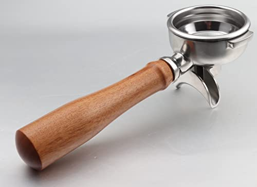 CAPFEI Siebträger 58mm Doppel Auslauf für E61, Filterkorb mit Holzgriff und Edelstahl-SiebträGer-Filterhalter für Rocket/Lelit Espresso Machines