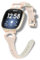 WoPail Lederarmband Kompatibel mit Fitbit Versa 4 / Versa 3 / Fitbit Sense 2, Damen Weich Schlank mit Hörner-förmiger Metallschließe Leder Ersatzbänder für Fitbit Versa 4/Versa 3/Sense 2 - Aprikose