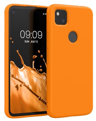 kwmobile Hülle kompatibel mit Google Pixel 4a Hülle - gummierte TPU Silikon Handyhülle - Schutzhülle für kabelloses Laden - Case in Fruity Orange