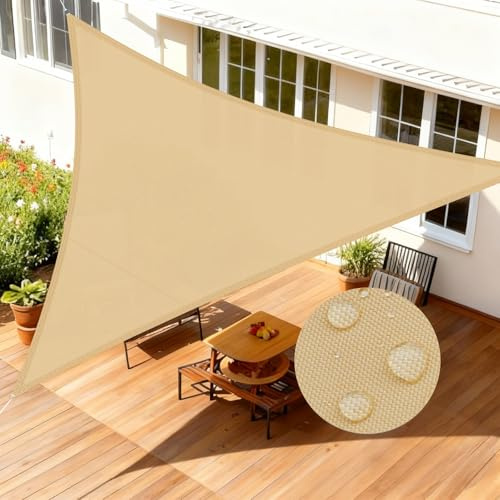 LOVE STORY Sonnensegel Dreieckig 3.6x3.6x3.6m Wasserdicht UV95% für Balkon | 160g/m² PES Segeltuch Dreieck,Sonnentuch mit 316 Edelstahl-Ringen,Sonnenschutz & Windschutz für Garten,Terrasse.Sandbeige