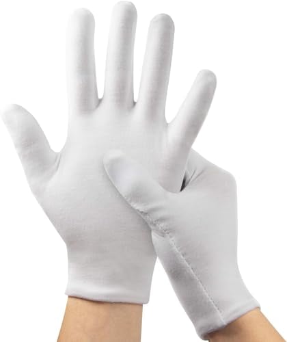 White Gloves, 3Pairs Cotton Gloves for Eczema, White Cotton Eczema Gloves for Men and Women Dry Hands,Breathable Machine Washable Cloth Gloves